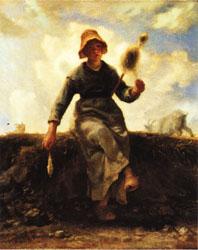 Jean Francois Millet The Spinner, Goat-Girl from the Auvergne Germany oil painting art